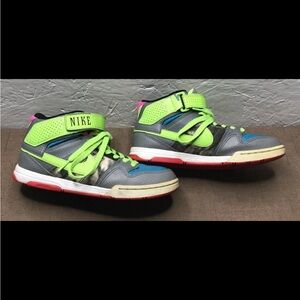 2013 NIKE 'Air Mogan Mid 2' Women's Size 6 Green, Blue, Gray Leather Sneakers